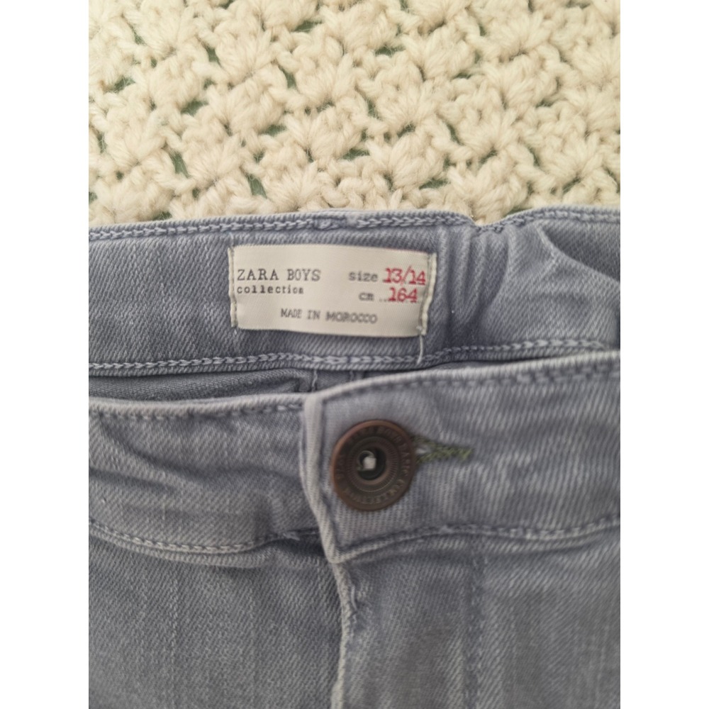 Zara Skinny Pants Boys Size 13/14 Grey Excellent Adjustable Waist Slim Fit - Picture 3 of 6